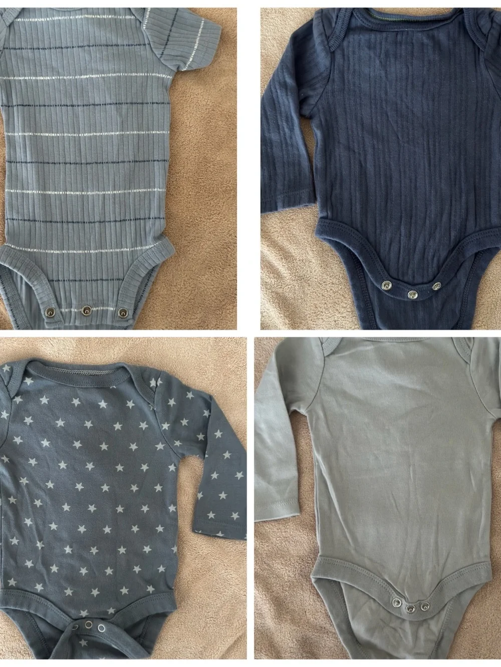 Carter's Long-Sleeve & Short-Sleeve One-Piece Bodysuit Set in Blue Shades